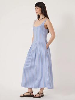 HUSH Sephy Striped Pleat Release Air Flow Dress, Red/Blue - view 2, Red/Blue