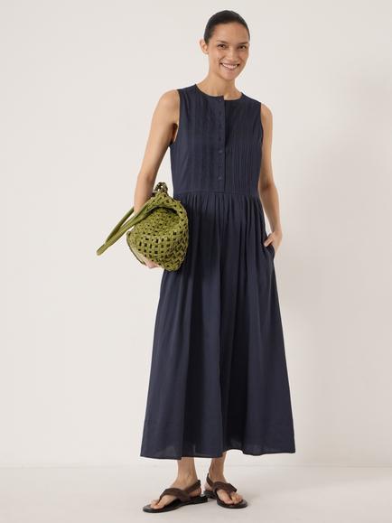 HUSH Sola Midi Dress, Navy, Navy