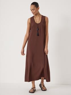HUSH Sophie Air Flow Scoop Neck Dress containing LENZING™ ECOVERO™ Viscose, Chocolate Brown