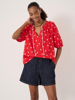 HUSH Alaria Linen Blend Blouse containing LENZING™ ECOVERO™ Viscose, Red
