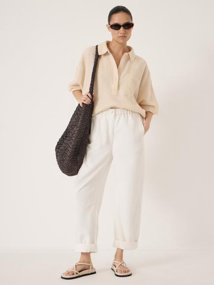 HUSH Cotton Long Sleeve Shirt, Almond - view 2, Almond