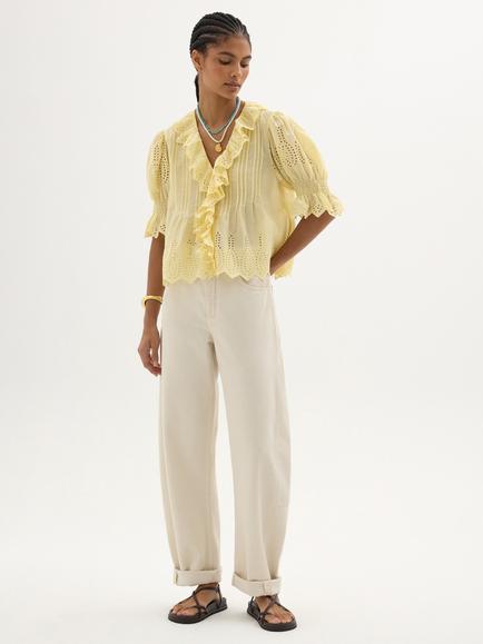 HUSH Koa Ruffle Broderie Blouse, French Vanilla - view 2, French Vanilla