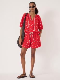 HUSH Aveena Polka Dot Linen Blend Shorts containing LENZING™ ECOVERO™ Viscose - view 2, Red