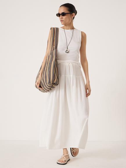 HUSH Cotton Maxi Skirt, White - view 2, White