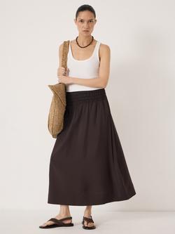 HUSH Iris Midi Skirt, Dark Brown - view 2, Dark Brown