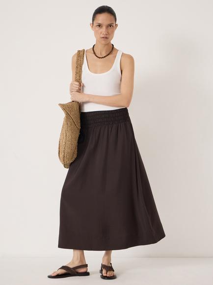 HUSH Iris Midi Skirt, Dark Brown - view 2, Dark Brown