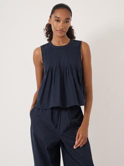 HUSH Arden Pin Tuck Shell Top, Navy Blue, Navy Blue