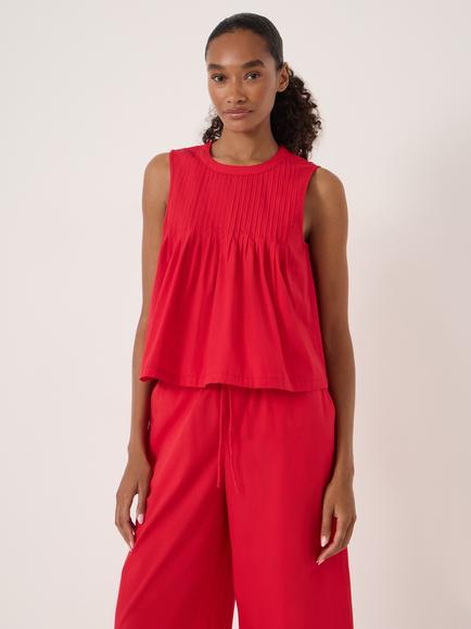 HUSH Arden Pin Tuck Shell Top, True Red