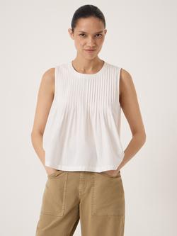 HUSH Arden Pin Tuck Shell Top, Navy Blue, White