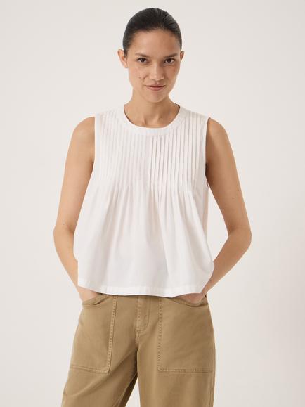 HUSH Arden Pin Tuck Shell Top, White