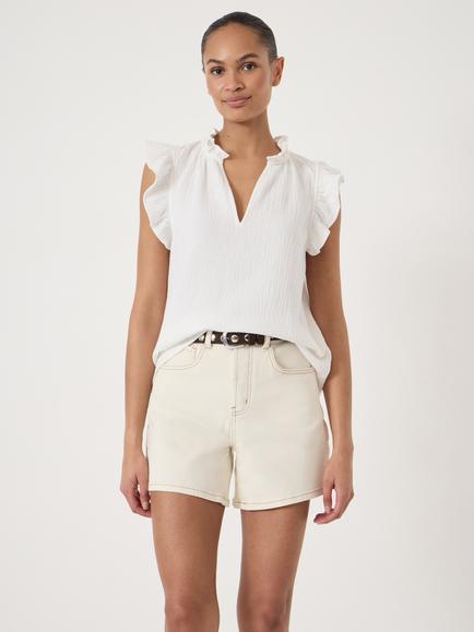 HUSH Cotton Cheesecloth Sleeveless Top, White, White
