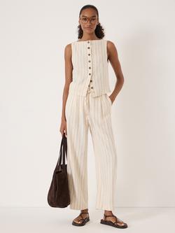 HUSH Nara Striped Linen Blend Top, Beige - view 2, Beige