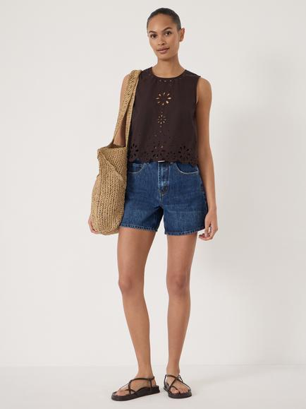 HUSH Olenna Sleeveless Cotton Top, Dark Brown - view 2, Dark Brown
