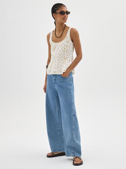 HUSH Sage Strappy Pleat Release Top, Tiny Floral White - view 2, Tiny Floral White
