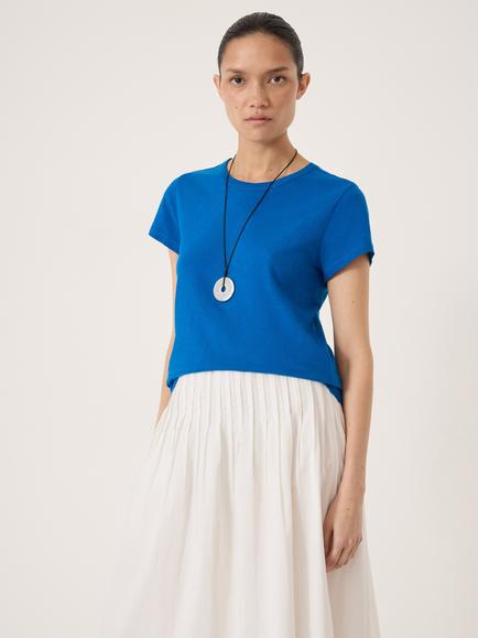 HUSH Slim Fit Crew Neck Cotton T-Shirt, Sky Blue