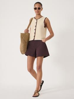 HUSH Whipstitch Cotton Vest, Stone White - view 2, Stone White