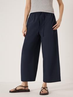 HUSH Arden Cropped Cotton Trousers, Midnight Navy