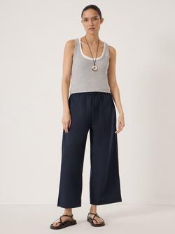 HUSH Arden Cropped Cotton Trousers - view 2, Midnight Navy