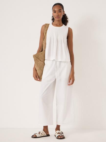 HUSH Arden Cropped Cotton Trousers - view 2, Off White