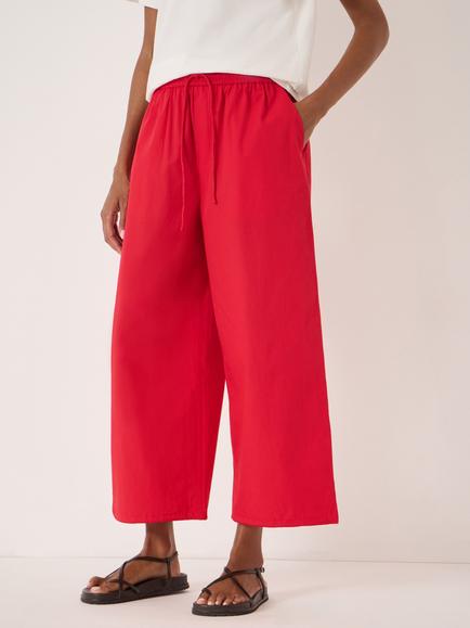 HUSH Arden Cropped Cotton Trousers, True Red