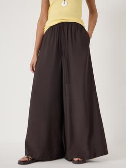 HUSH Arwen Wide Leg Trousers, Dark Brown, Dark Brown