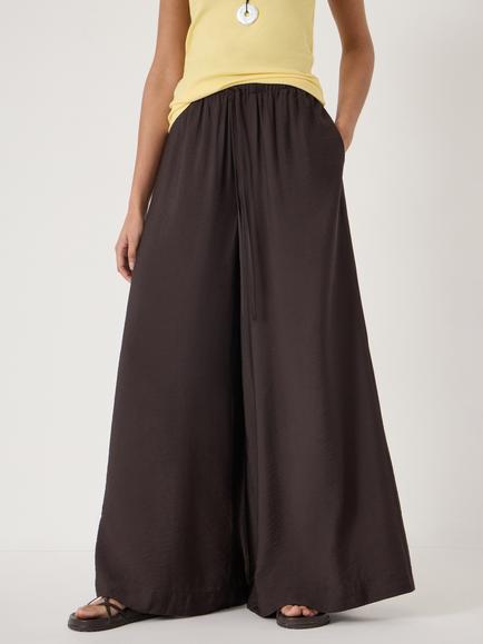 HUSH Arwen Wide Leg Trousers, Dark Brown, Dark Brown