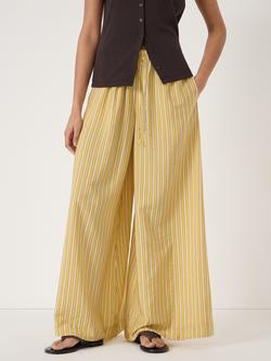 HUSH Arwen Striped Wide Leg Trousers, Yellow, Yellow