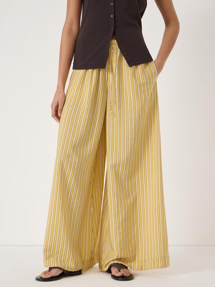 HUSH Arwen Striped Wide Leg Trousers, Yellow, Yellow