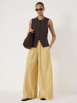HUSH Arwen Striped Wide Leg Trousers, Yellow - view 2, Yellow