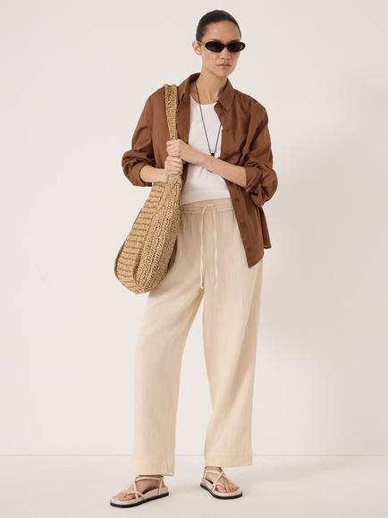 HUSH Cotton Trousers, Almond - view 2, Almond