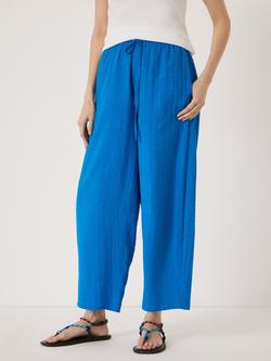 HUSH Erris Seersucker Cotton Barrel Leg Trousers, Sky Blue, Sky Blue