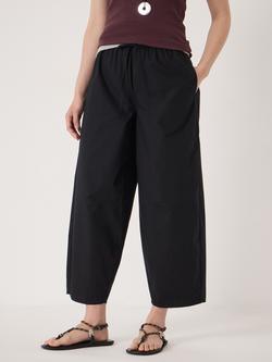 HUSH Juno Laundered Cotton Barrel Leg Trousers, Black, Black