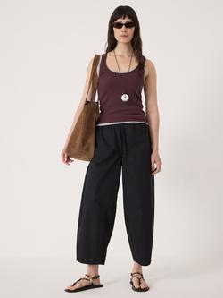 HUSH Juno Laundered Cotton Barrel Leg Trousers, Black - view 2, Black