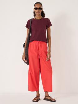 HUSH Juno Cotton Barrel Leg Trousers, Watermelon Red - view 2, Watermelon Red