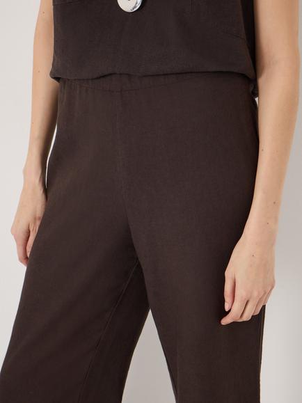 HUSH Suki Linen Blend Trousers, Dark Brown - view 2, Dark Brown