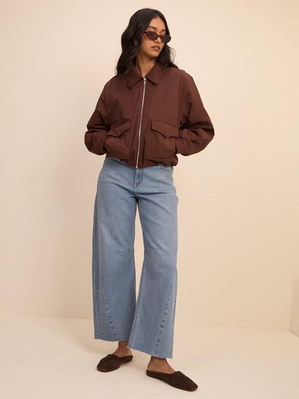 Nobody's Child Relaxed Bomber Jacket, Brown, Brown