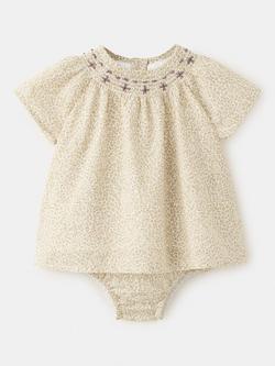 Mango Baby Cotton Romper, Off White, Off White
