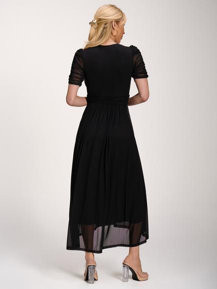 Jolie Moi Petite Mesh Dip Hem Maxi Dress, Black - view 2, Black