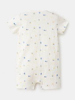 Mango Baby Short Sleeve Nautical Print Pyjama Suit, Off White - view 2, Off White