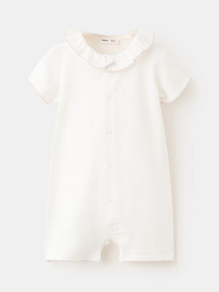Mango Baby Cotton Blend Short Pyjama Suit, Off White, Off White
