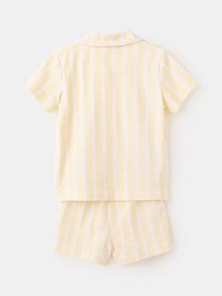 Mango Kids' Striped Short Pyjama Set, Pastel Yellow - view 2, Pastel Yellow