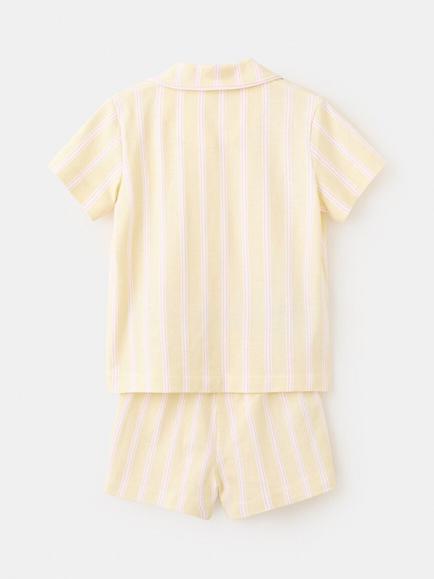 Mango Kids' Striped Short Pyjama Set, Pastel Yellow - view 2, Pastel Yellow