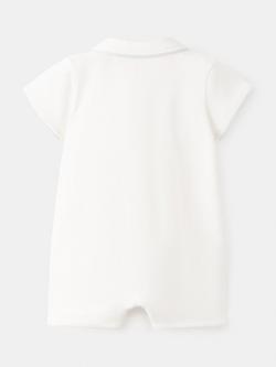 Mango Baby Cotton Blend Short Pyjama Sleepsuit, Off White - view 2, Off White