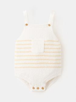 Mango Baby Knitted Square Neck Romper, Yellow, Yellow