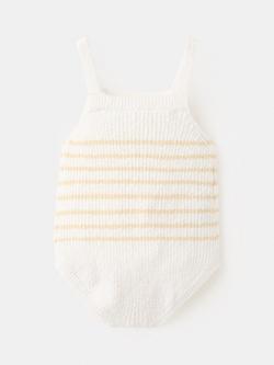 Mango Baby Knitted Square Neck Romper, Yellow - view 2, Yellow
