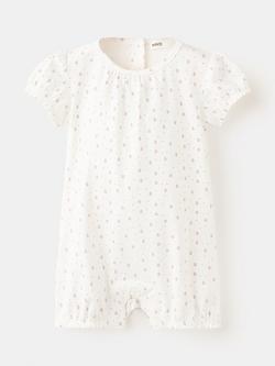 Mango Baby Printed Short Sleeve Romper, Off White, Off White