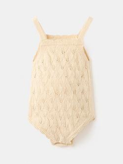 Mango Baby Knitted Square Neck Romper, Yellow - view 2, Yellow