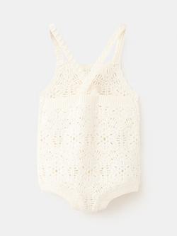 Mango Baby Crochet Romper, Off White - view 2, Off White
