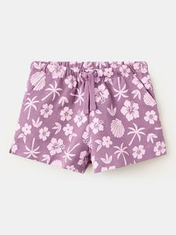 Mango Kids' Floral Drawstring Shorts, Lilac, Lilac