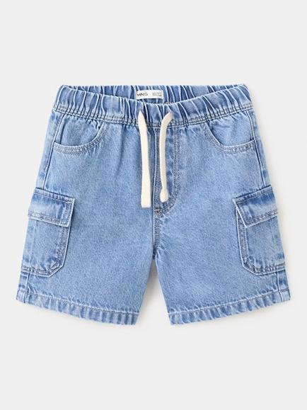 Mango Kids' Drawstring Denim Shorts, Mid Blue, Mid Blue